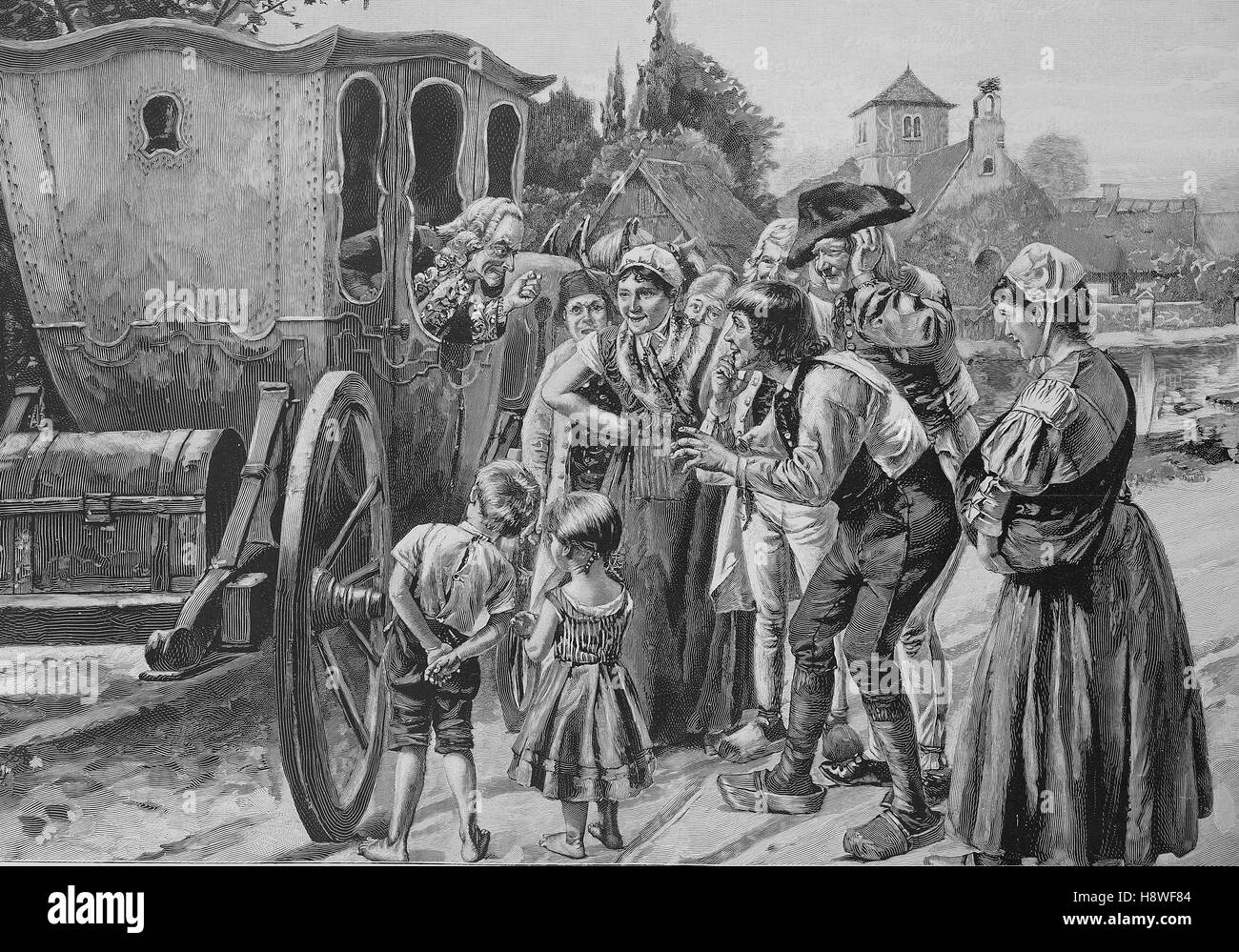 François-Marie Arouet, bekannt durch seine Nom De Plume Voltaire in einem Reisebus in Pommern Stockfoto