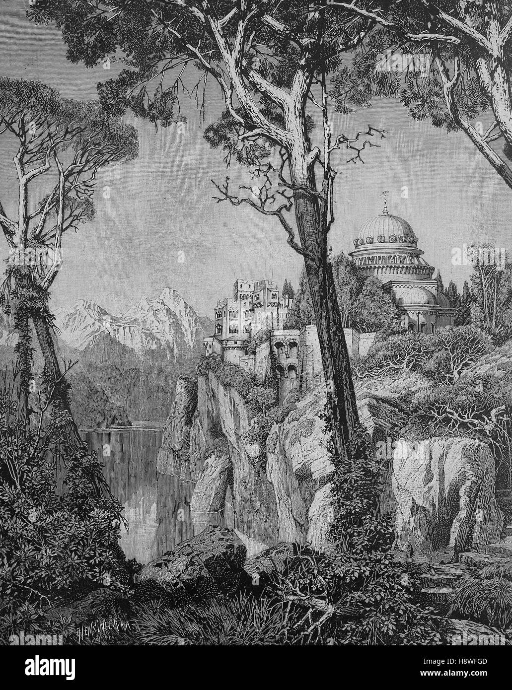 die Burg des Heiligen Grals, nach einem Gemälde von Ferdinand Knab Stockfoto