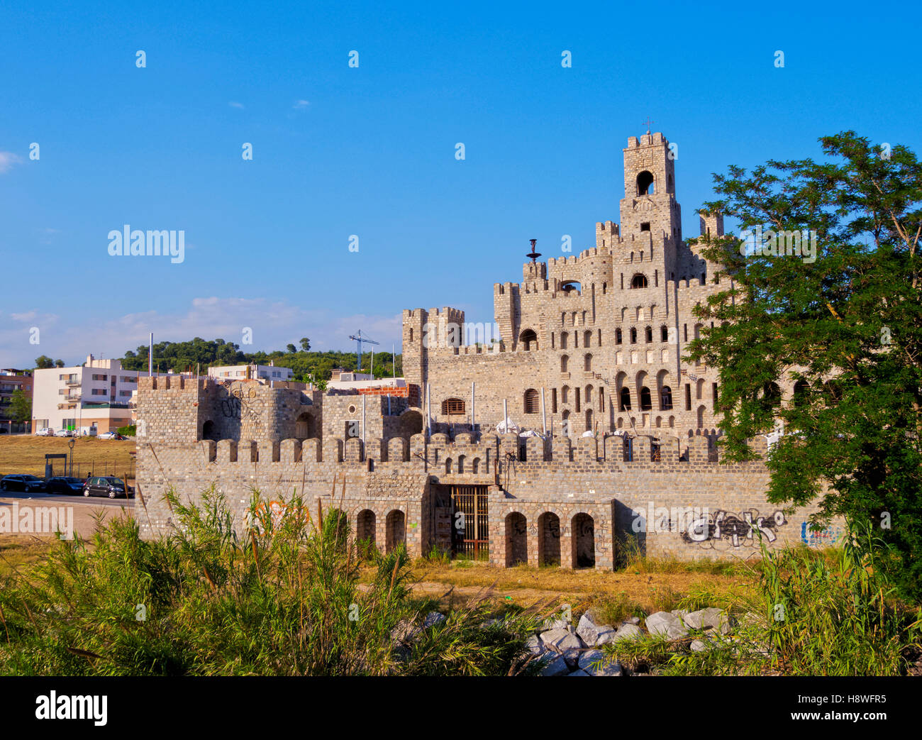 Spanien, Katalonien, Provinz Barcelona, Ansicht des Schlosses Les Fonts. Stockfoto