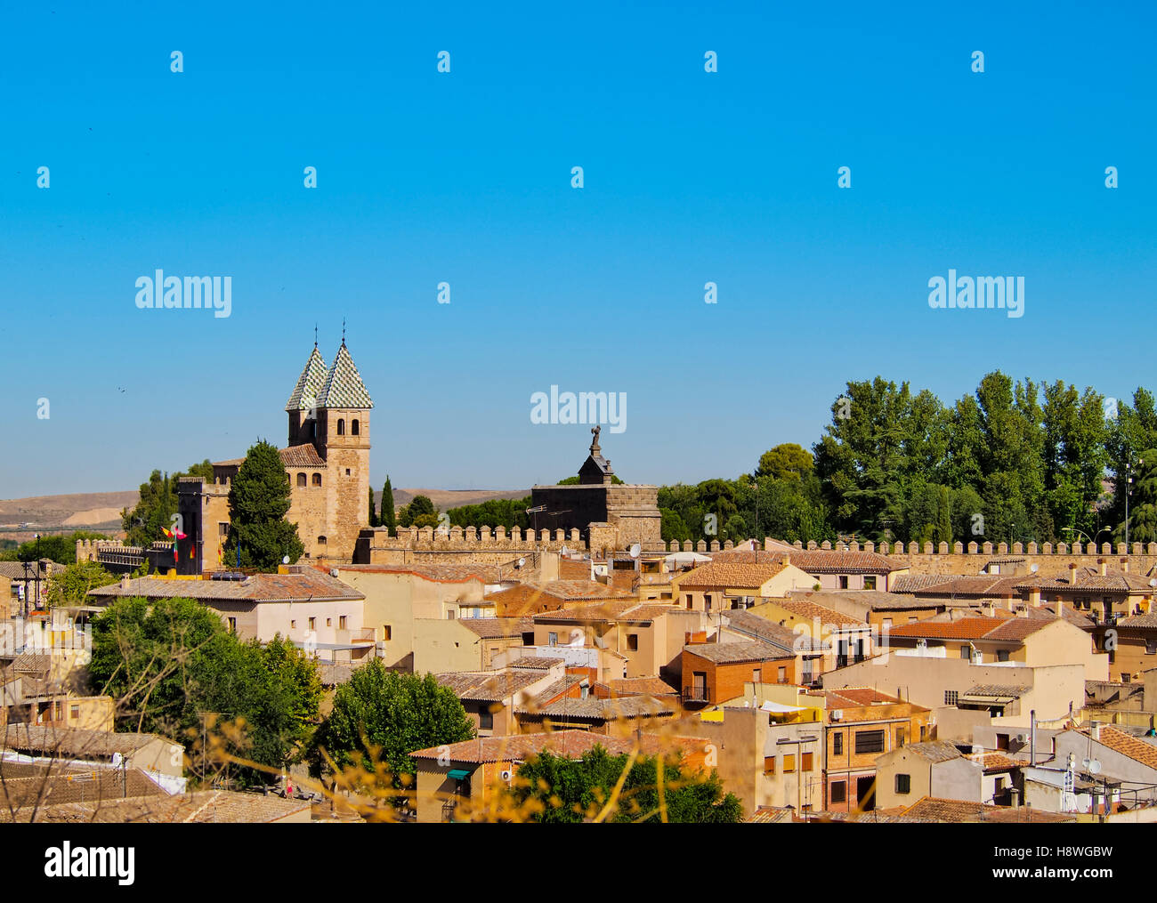 Spanien, Kastilien-La Mancha, Toledo, Skyline der Altstadt. Stockfoto