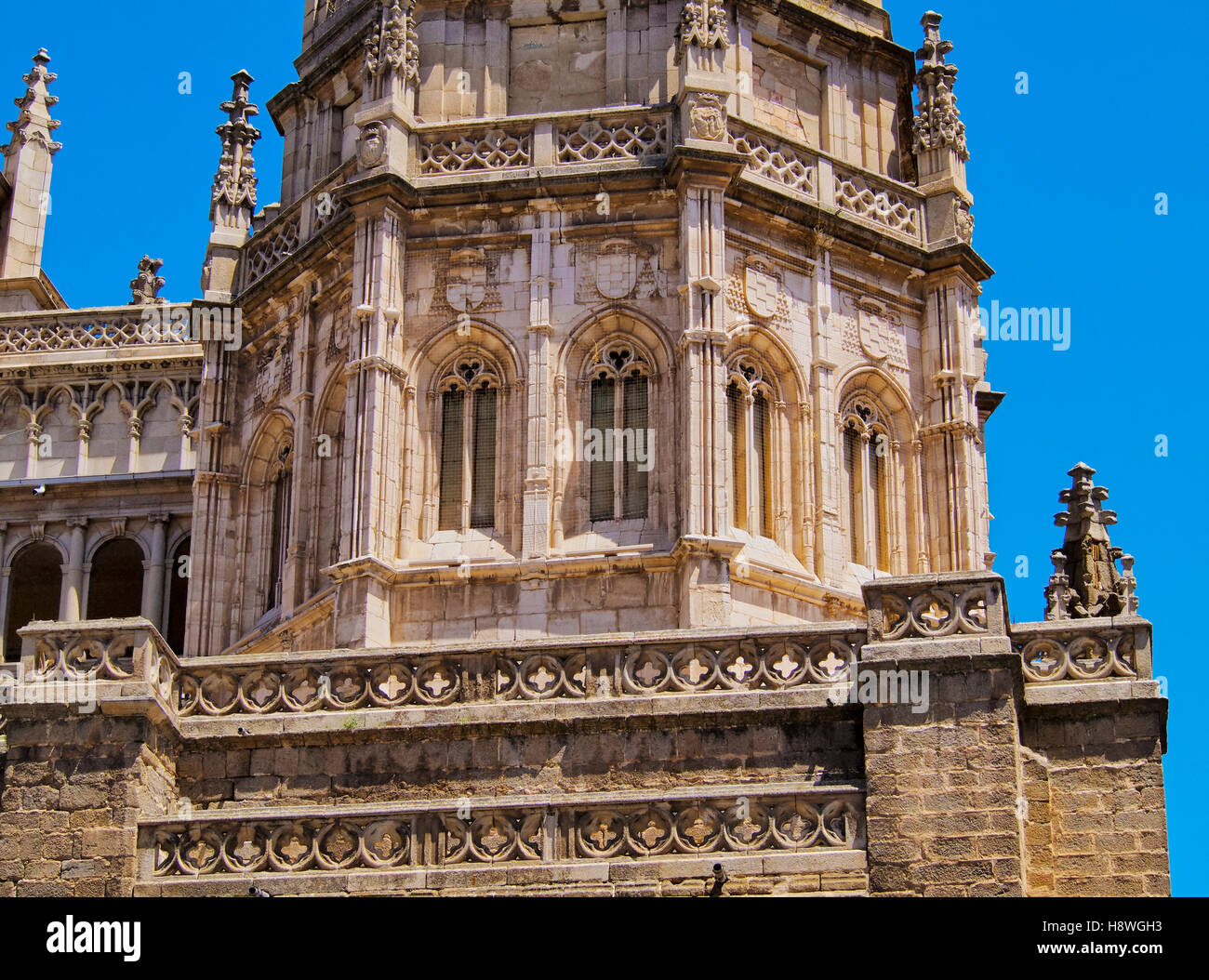 Spanien, Kastilien-La Mancha, Toledo, Blick auf die Kathedrale von Toledo. Stockfoto