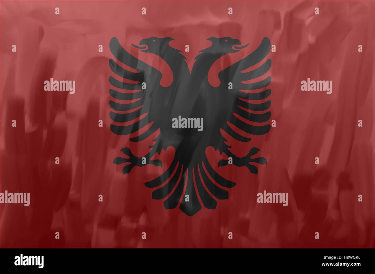 Albanische bemalt / gezeichnete Vektor Flagge. Vektor-Datei enthält Flagge und Textur-Layer. Stock Vektor
