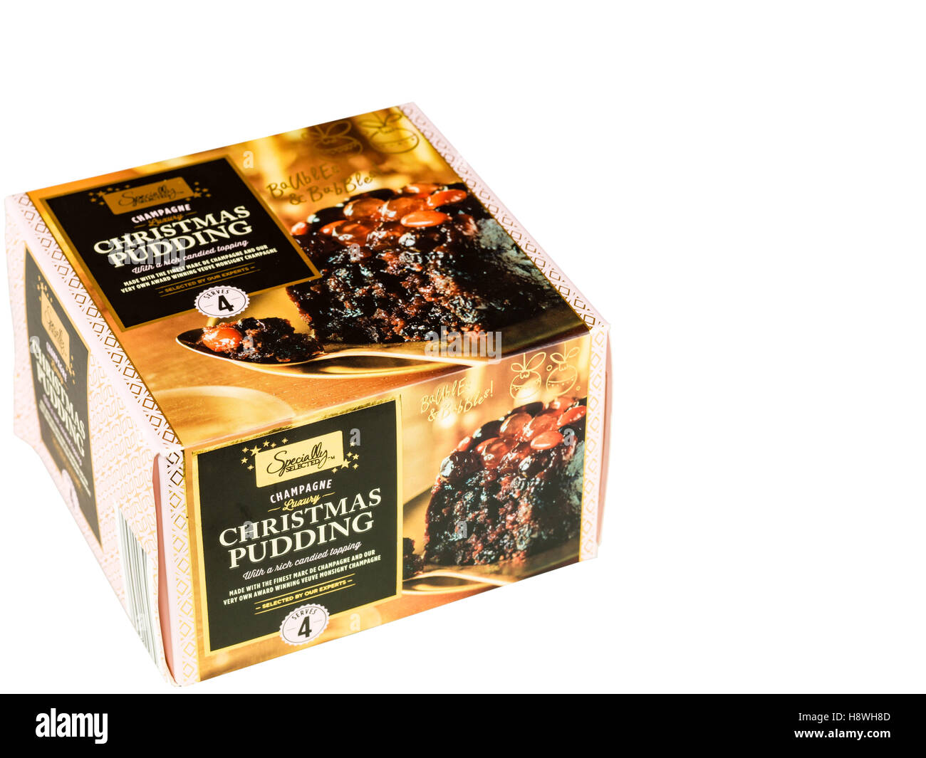 Boxed traditionellen Christmas Pudding Stockfoto