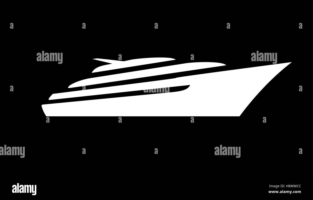 Weiße Silhouette eine Sport-und eine Menge teure motor Deck Yacht auf den Wellen im Meer oder Ozean treiben. Vektor-Yacht-ico Stock Vektor