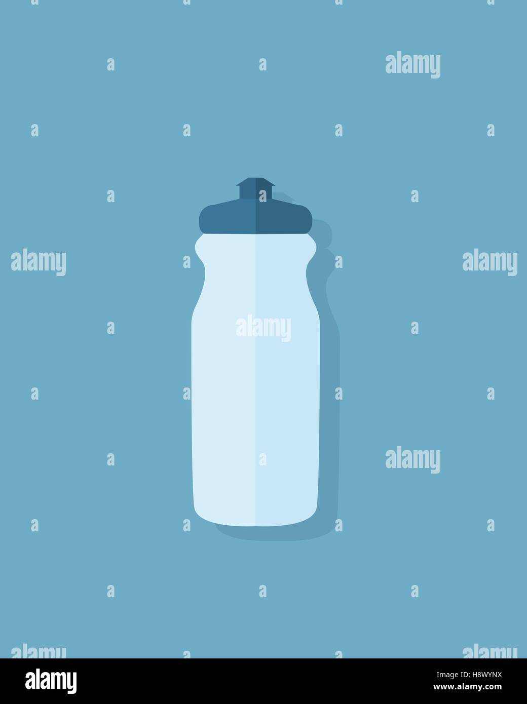 Flache Ikone der Wasserflasche für Fitness und Sport Aktivität mit Ventil. Stock Vektor