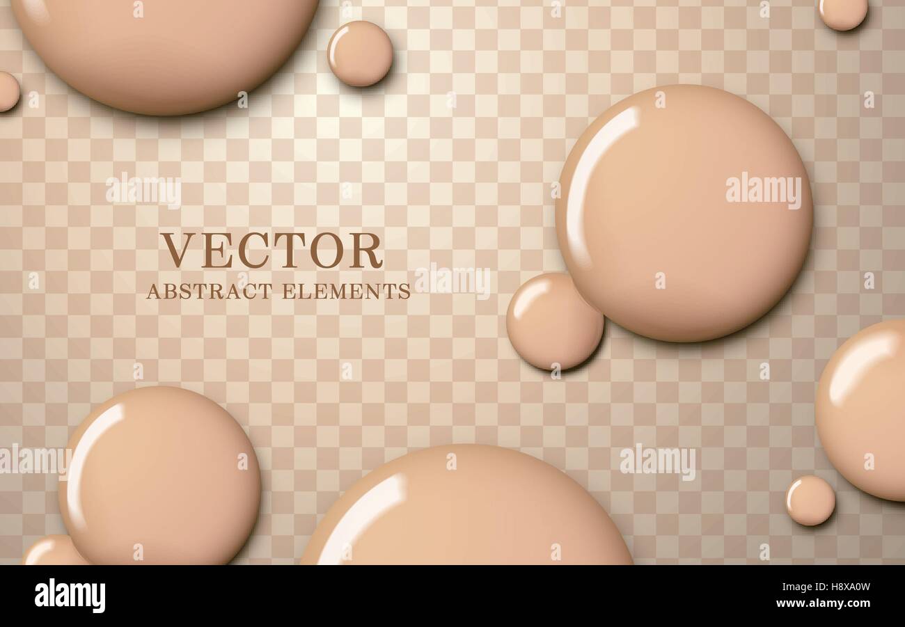 Attraktive Stiftung Textur, glänzende Haut Ton Flüssigkeitstropfens auf transparenten Hintergrund, 3d illustration Stock Vektor