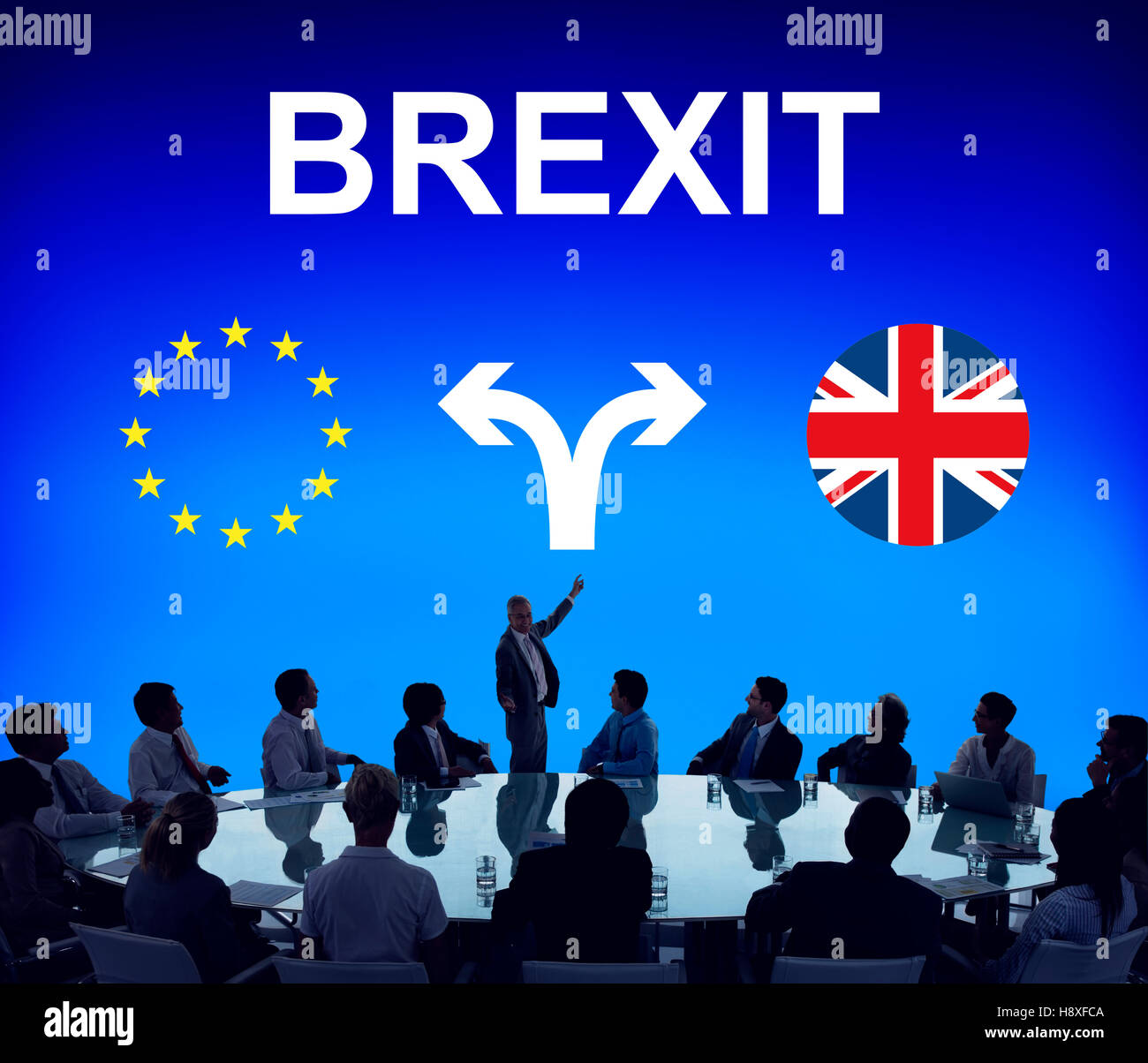Brexit England Europaflagge Pfeil Konzept Stockfoto