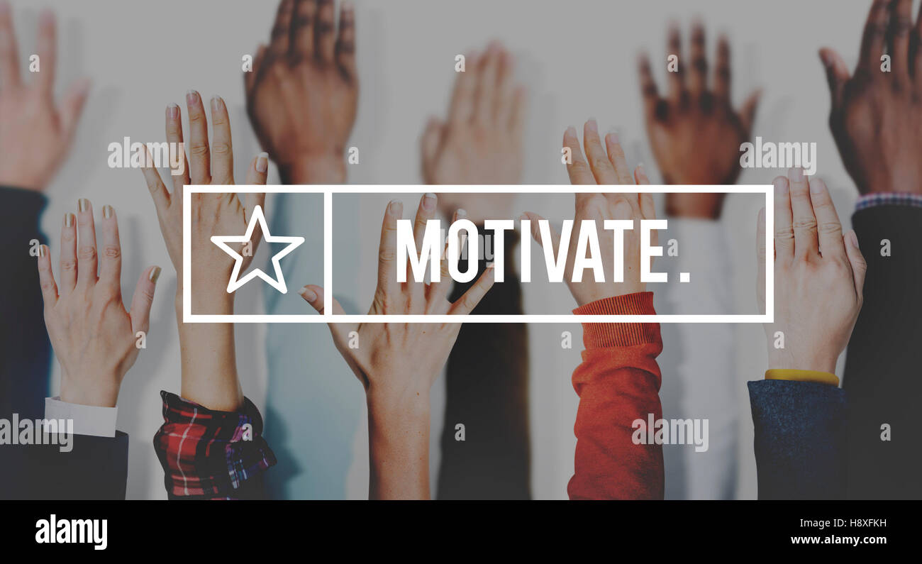 Motivieren, Aspiration Ziel fördern Inspiration Erwartungen Konzept Stockfoto