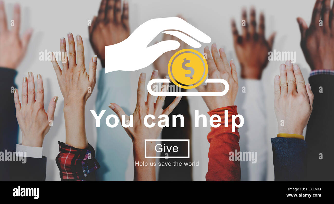 Sie können helfen, Geld zu geben Spenden Konzept Stockfoto