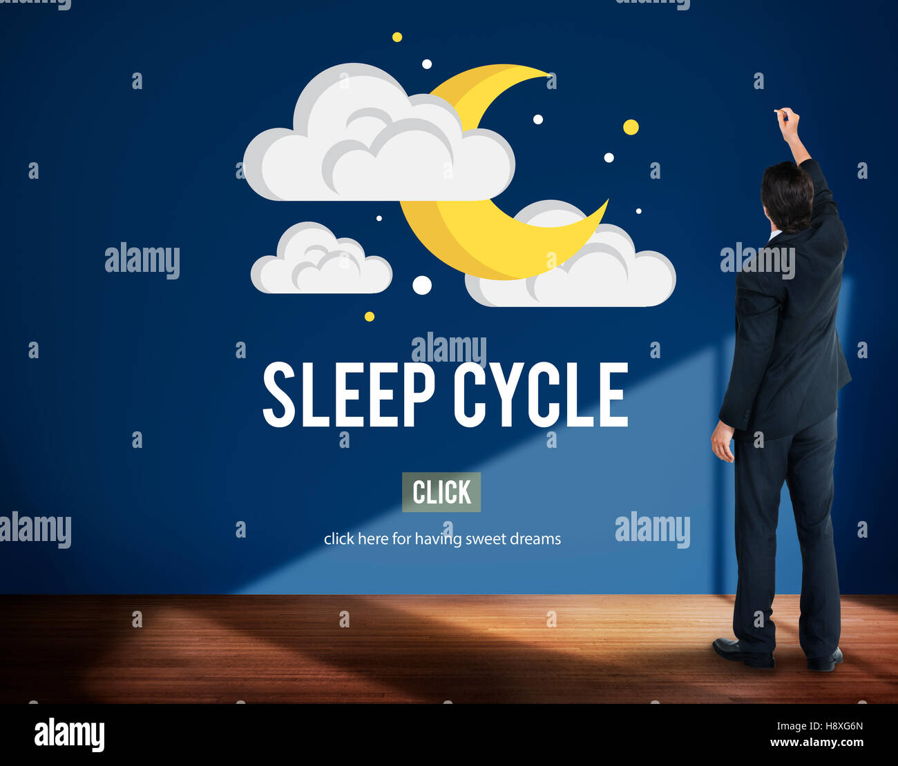 Sleep Cycle wach REM Rapid Eye Dream Entspannung Bewegungskonzept Stockfoto