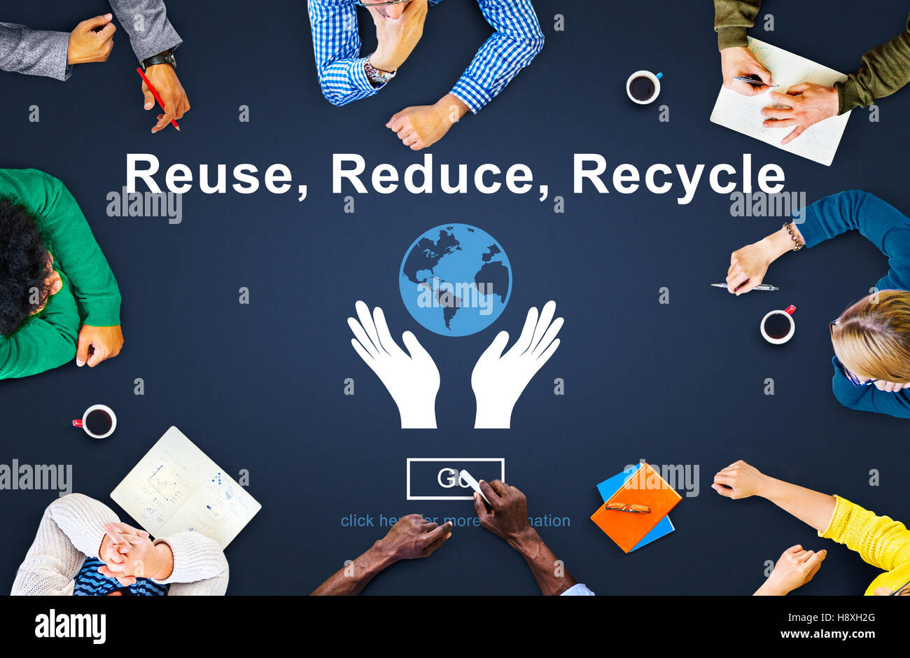 Wiederverwendung reduzieren Recycle-Nachhaltigkeit-Ökologie-Konzept Stockfoto