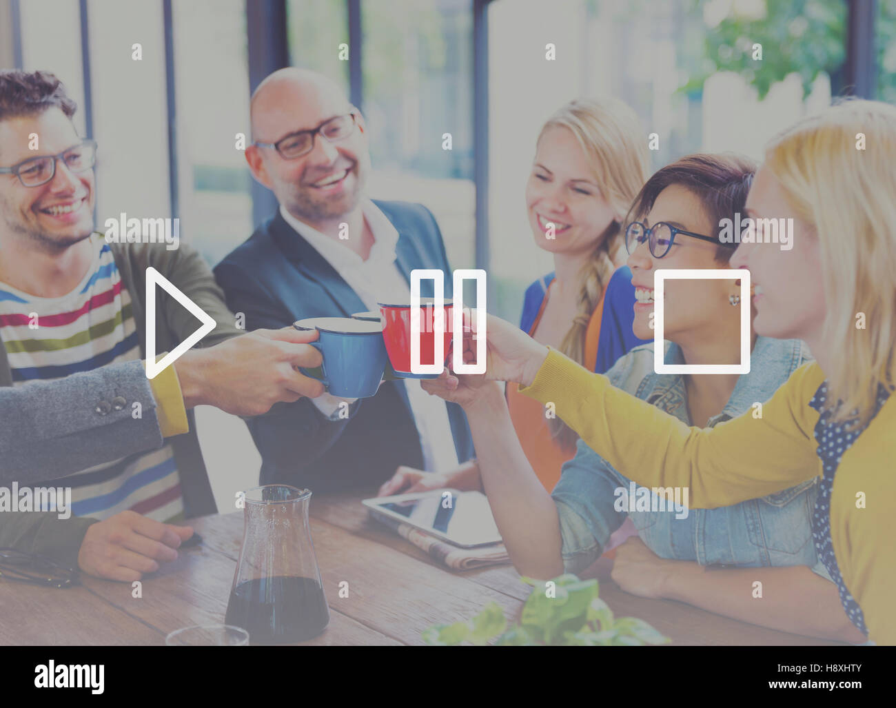 Schaltflächen Multimedia-Play Pause Stop-Konzept Stockfoto