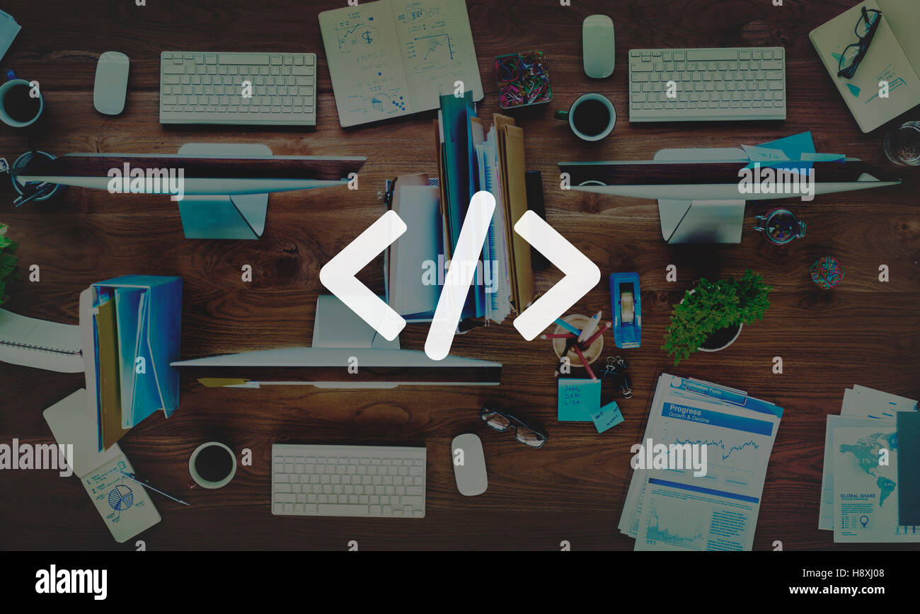 Programmierung, Codierung Technologie Website Skript-Programm-Konzept Stockfoto