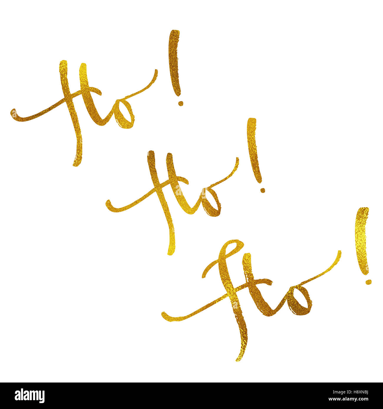 Ho Ho Ho Gold Faux Folie Metallic motivierenden Zitat isoliert Stockfoto