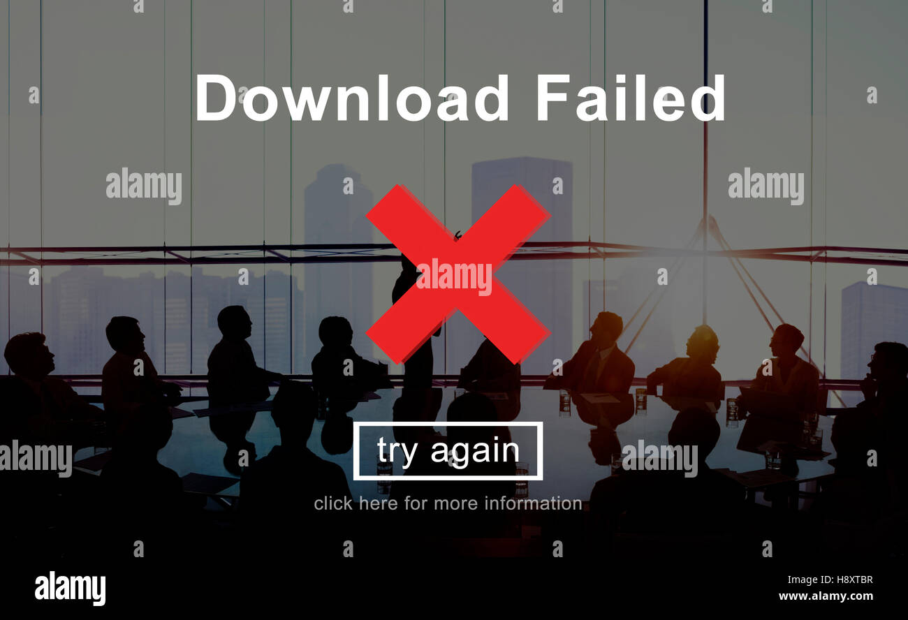 Download fehlgeschlagen Fehler unvollständig Last Datenkonzept Stockfoto