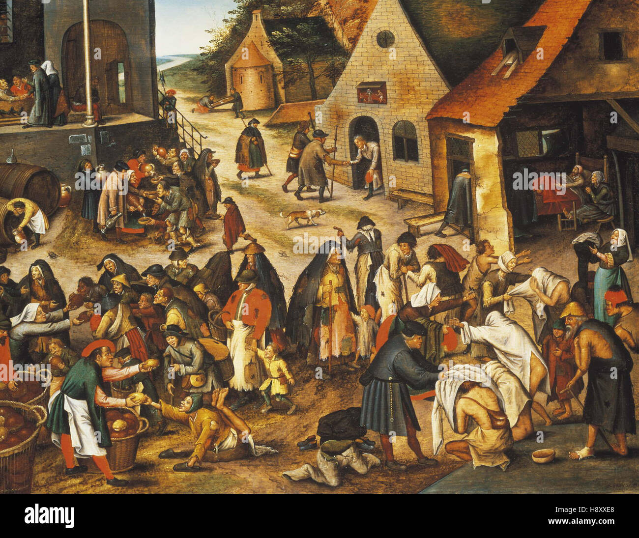 Pieter Breughel die sieben Werke der Barmherzigkeit Stockfoto