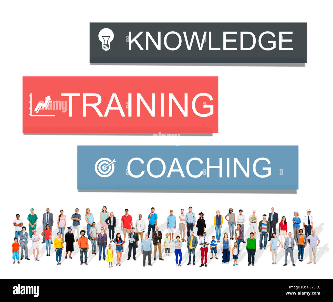 Best Practice Wissen Entwicklungskonzept Coaching Training Stockfoto