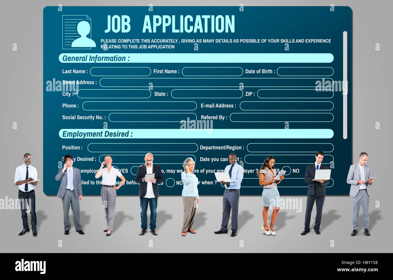 Online-Web-Job Anwendung Form Konzept Stockfoto