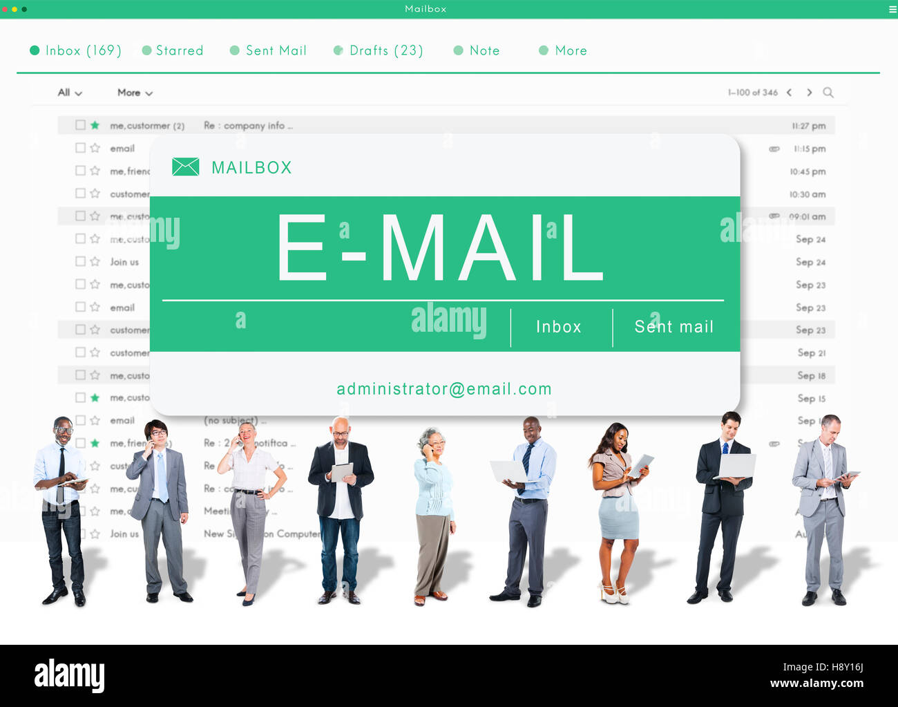 E-Mail-Nachricht digitale elektronische Kommunikations-Konzept Stockfoto