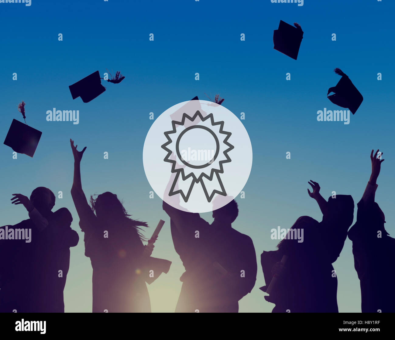 Abzeichen Belohnung Preis Sieg erreichen Erfolgskonzept Stockfoto