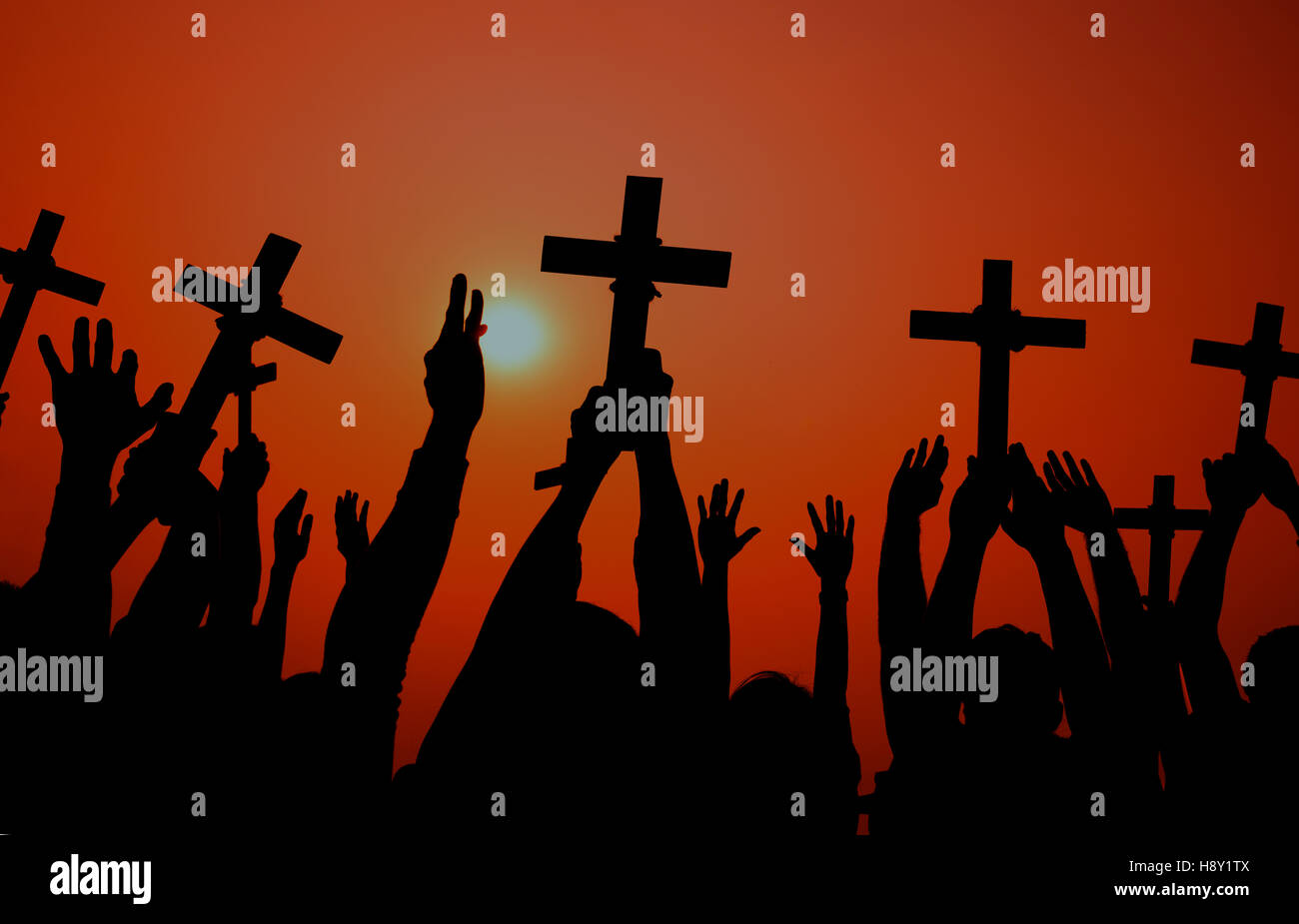 Katholizismus Entschlossenheit geistig Kreuz Kruzifix-Konzept Stockfoto