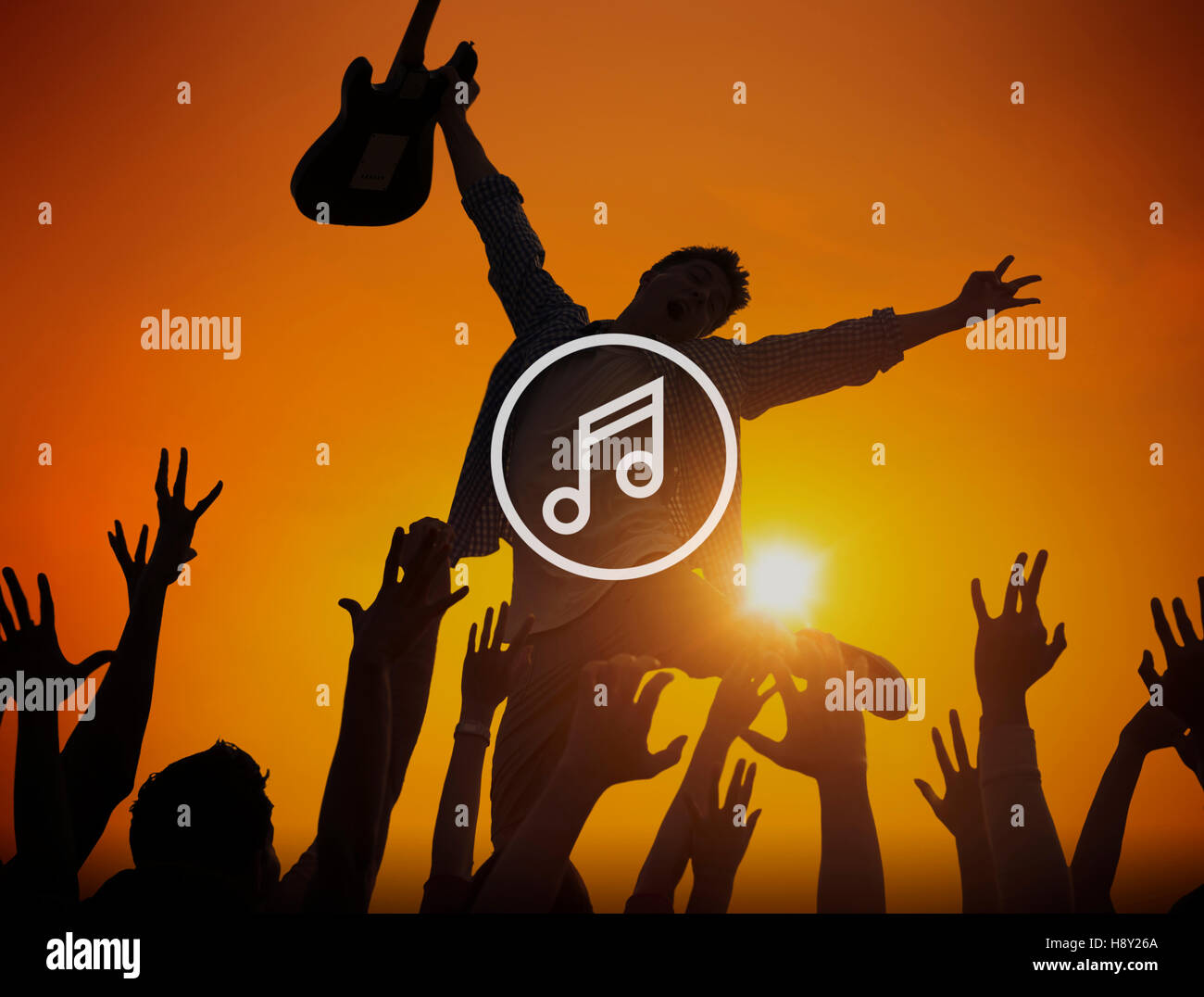 Melody Music Sound Schlüsselsymbol künstlerische Zeichen Konzept Stockfoto
