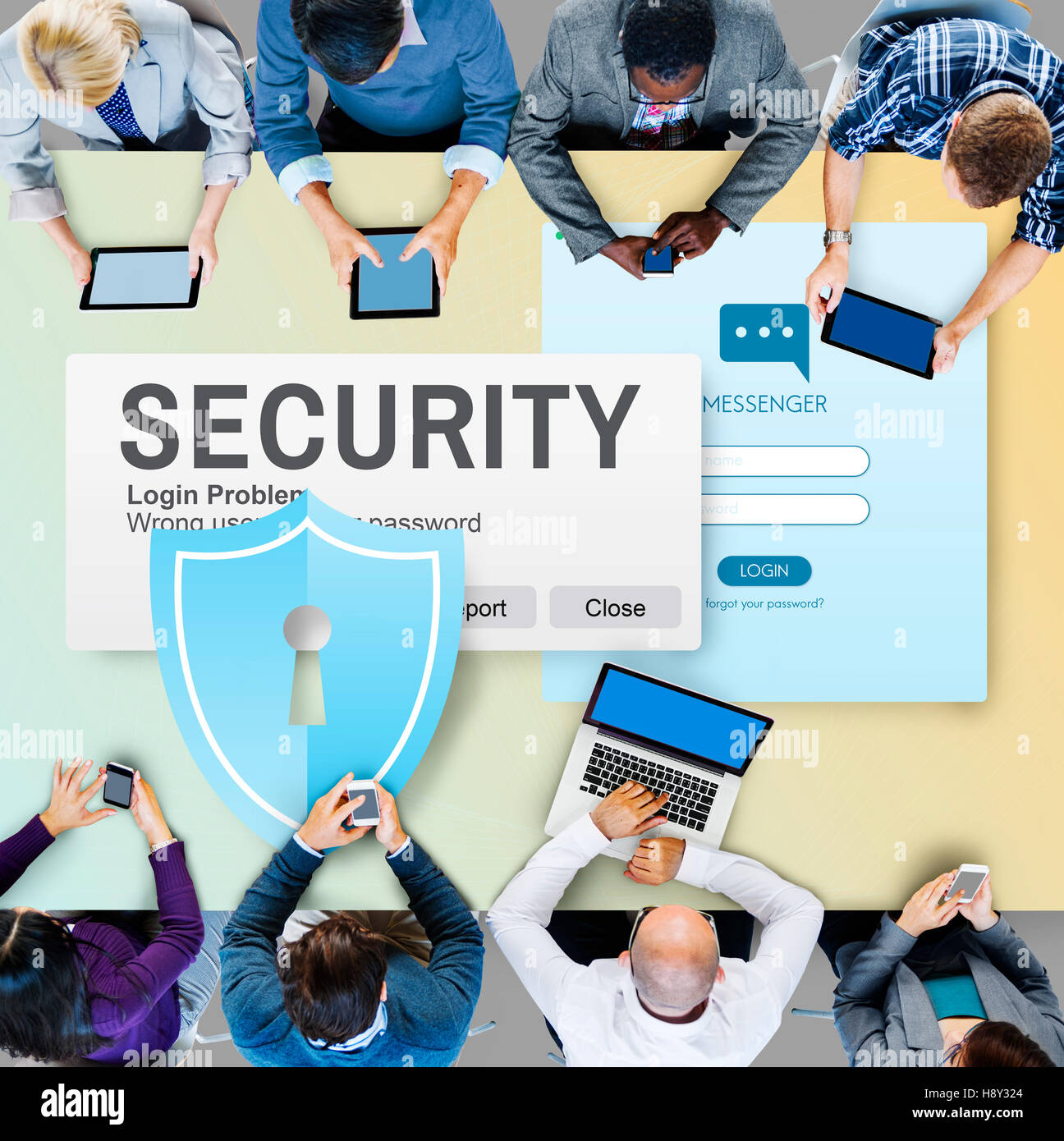 System Zugang Kennwort Daten Netzwerk Überwachung Sicherheitskonzept Stockfoto