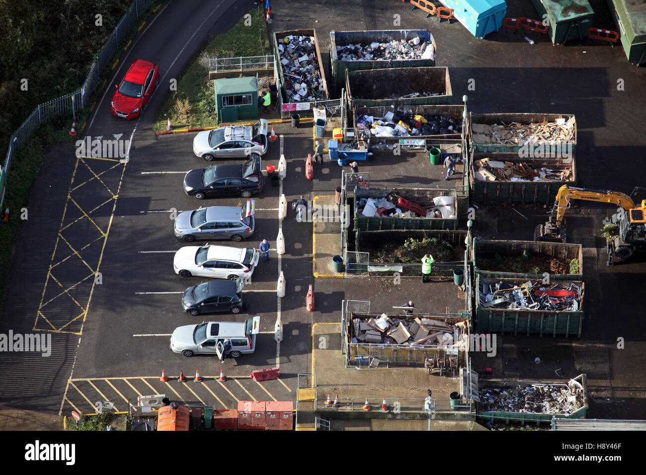 Luftaufnahme des inländischen Hausmüll recycling-Anlage in Großbritannien Stockfoto