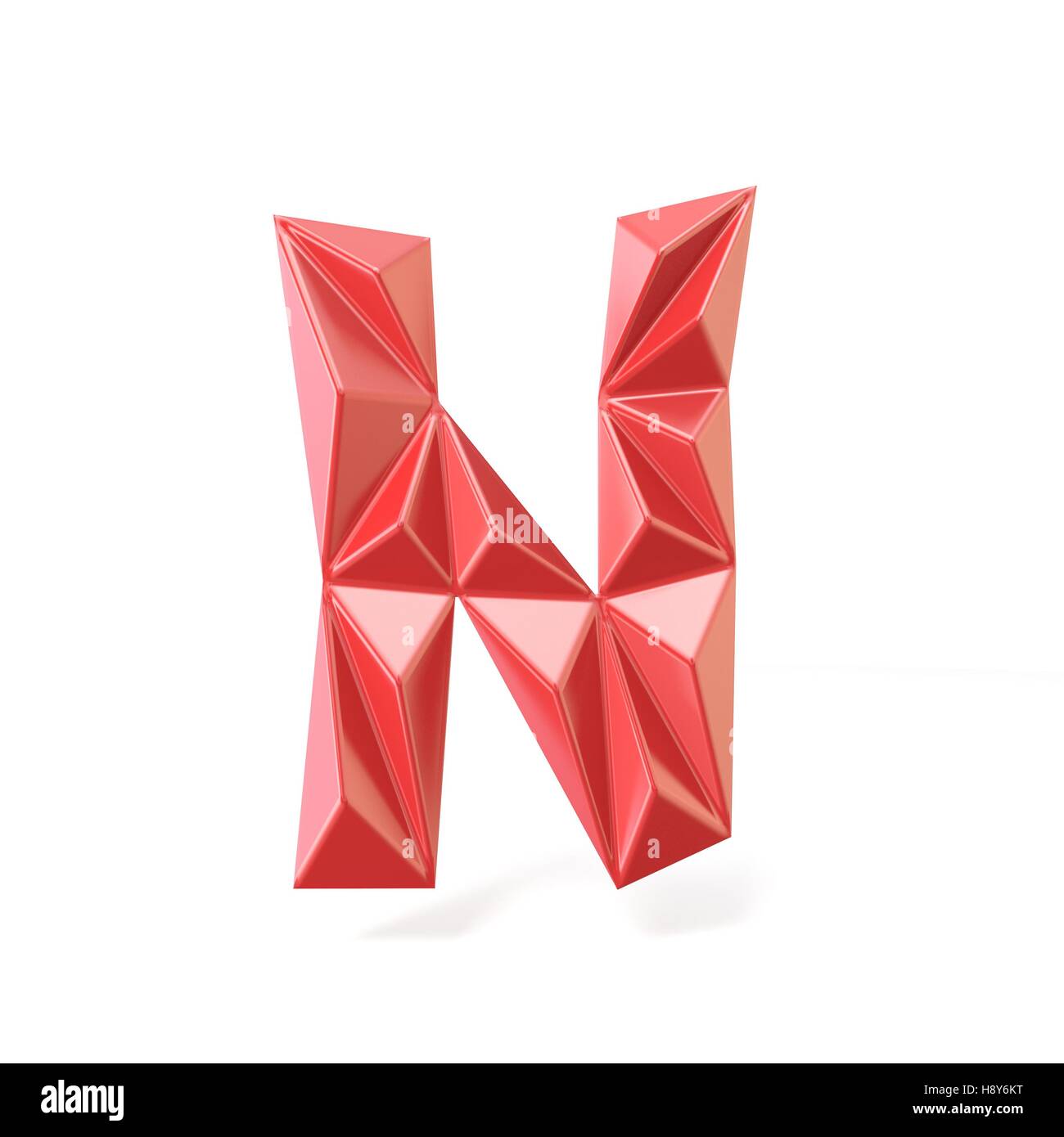 Roter moderne dreieckige Schrift Schreiben N. 3D render Abbildung isoliert auf weißem Hintergrund Stockfoto