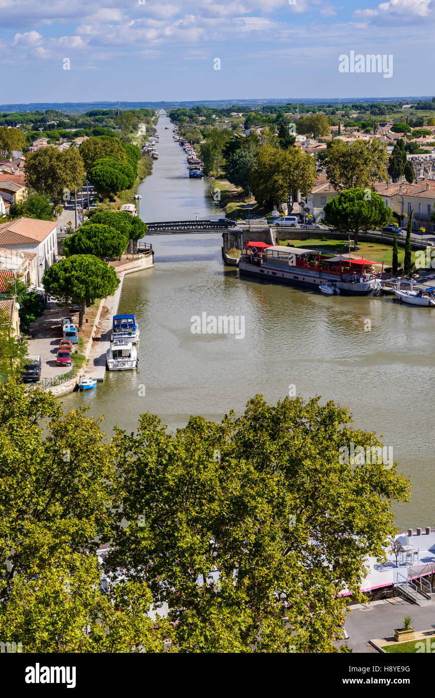 Canal du Midi-Vue des Wälle d'Aigues Morte Camargue Frankreich 30 Stockfoto