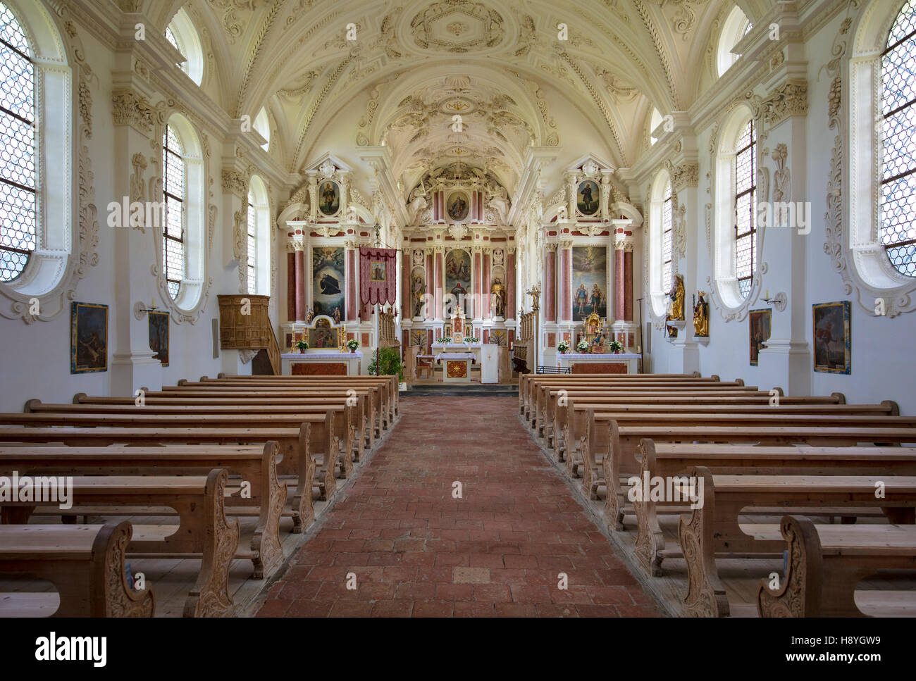 Innenansicht von St. Coloman Kirche - die Pilger Kirche, Schwangau, Bayern, Deutschland Stockfoto