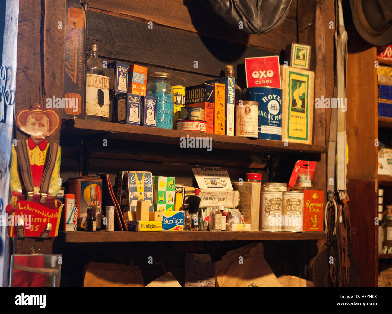 Alten grundlegende Elemente der Sigurdur Davidsson Museum, Hvammstangi, Island Stockfoto