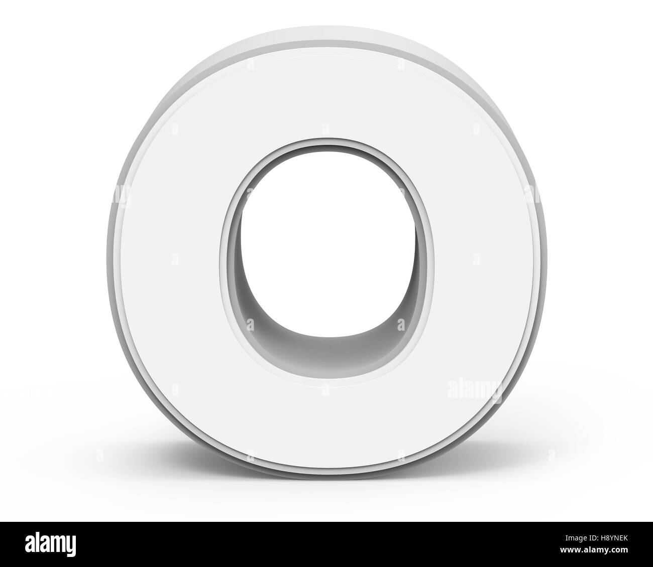 weiße Buchstaben O, 3D-Rendering Grafik isoliert auf weißem Hintergrund Stockfoto