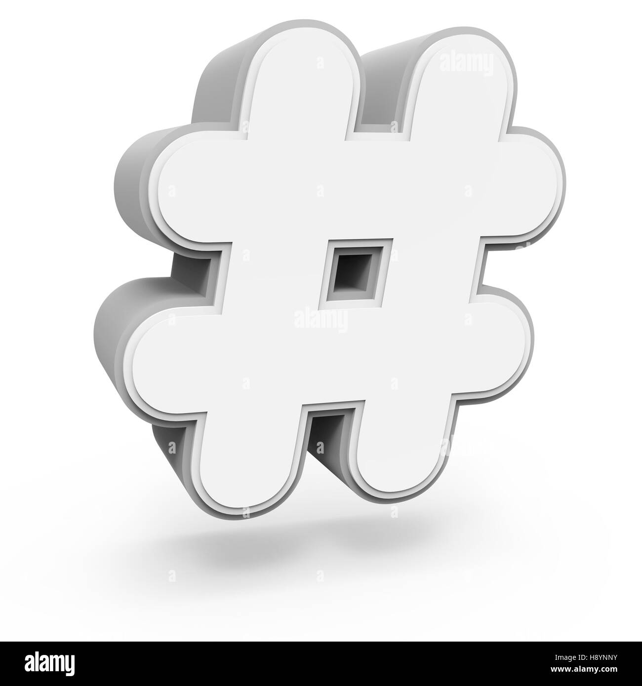 links kippen grauen Hashtag Mark, 3D-Rendering Grafik isoliert auf weißem Hintergrund Stockfoto