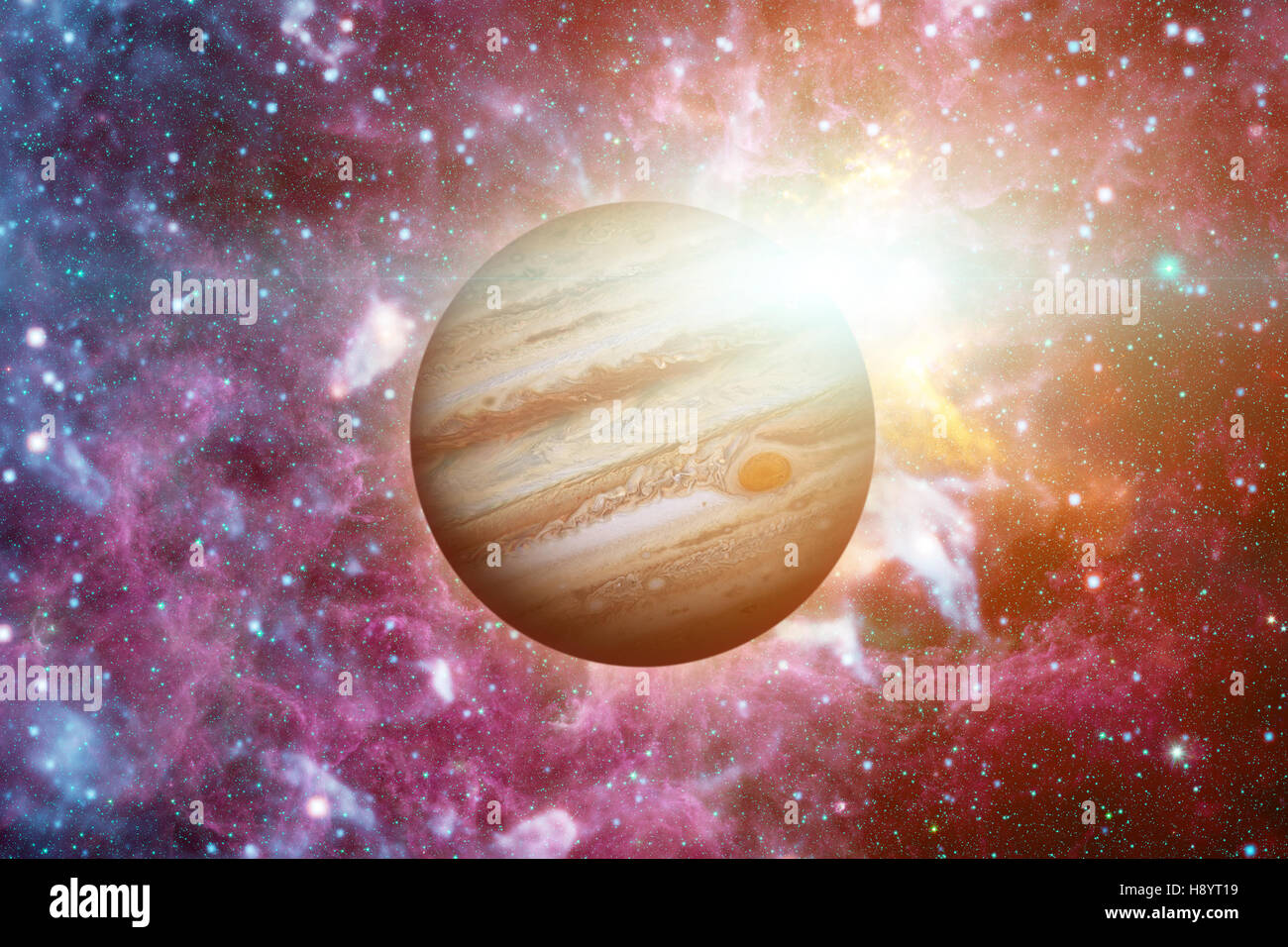 Sonnensystem - Jupiter. Es ist der fünfte Planet von der Sonne und der größte in unserem Sonnensystem. Stockfoto