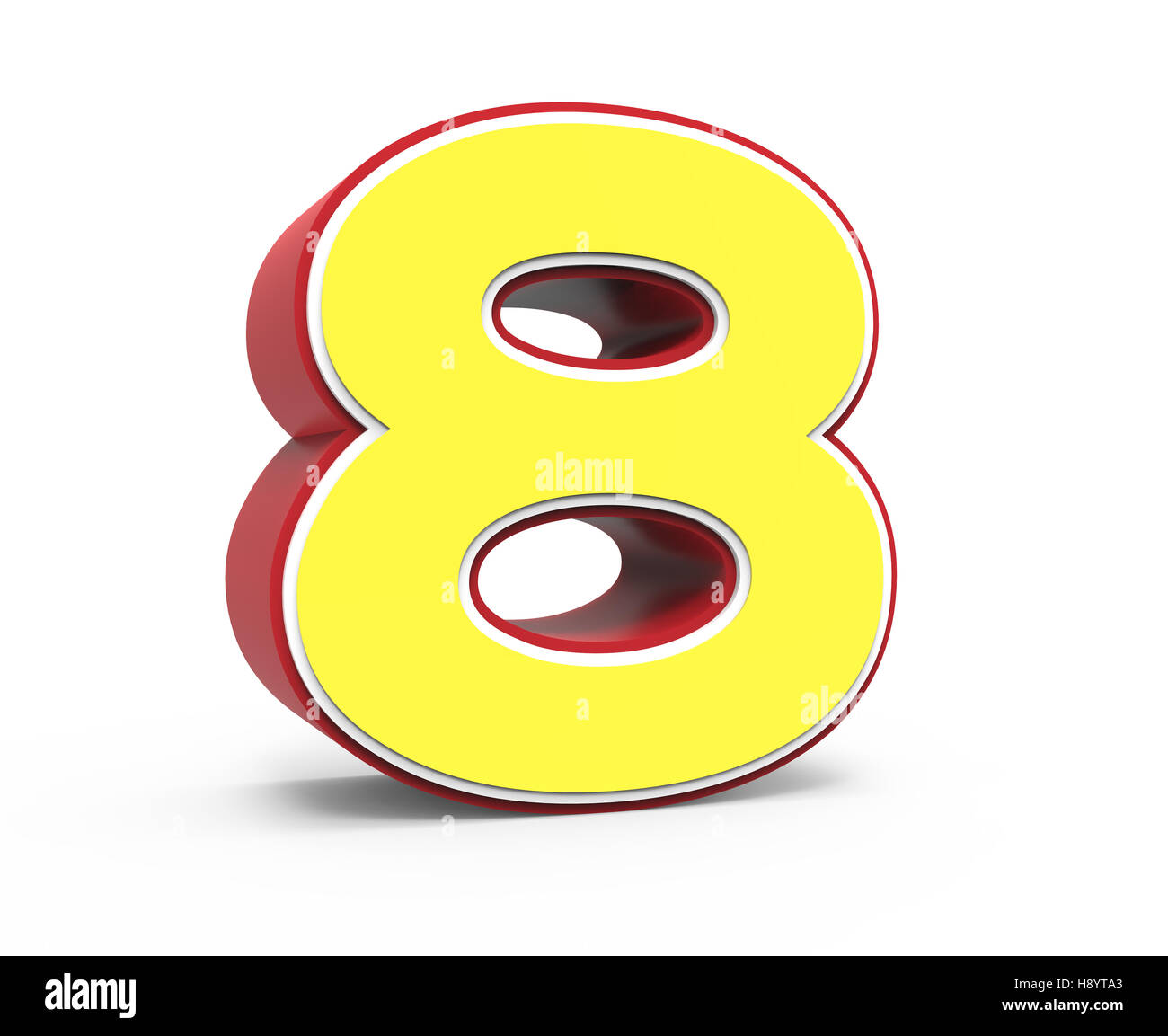 nach links kippen rot eingerahmt gelbe Zahl 8, 3DRendering Grafik