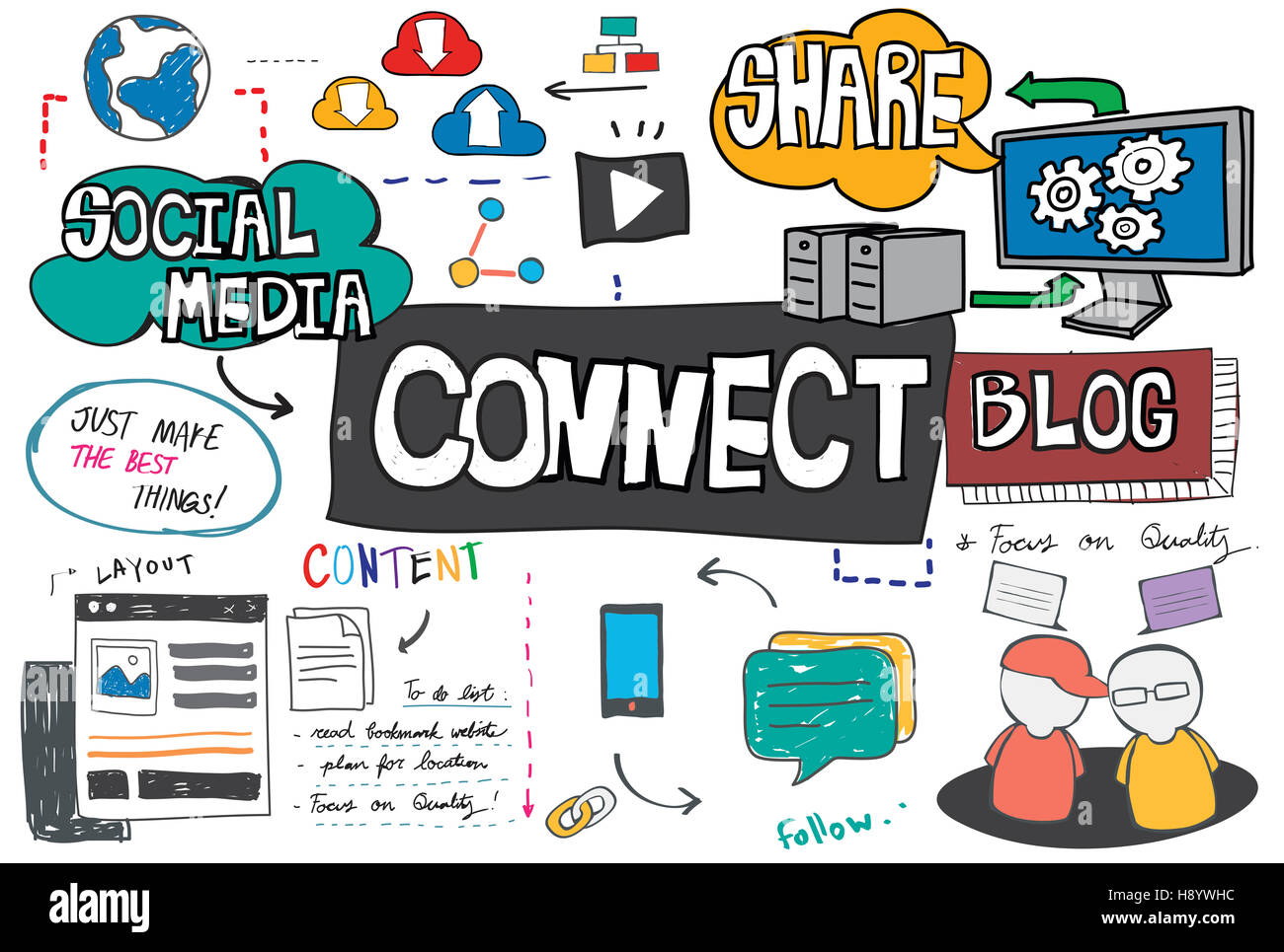 Verbindung Social Media Social Networking Concept Stockfoto