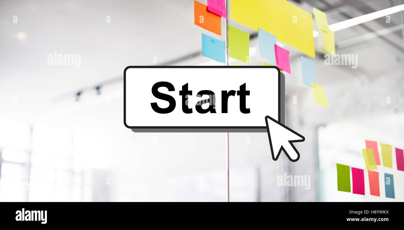 Start Starter Begin Build Start motivieren erstes Konzept Stockfoto