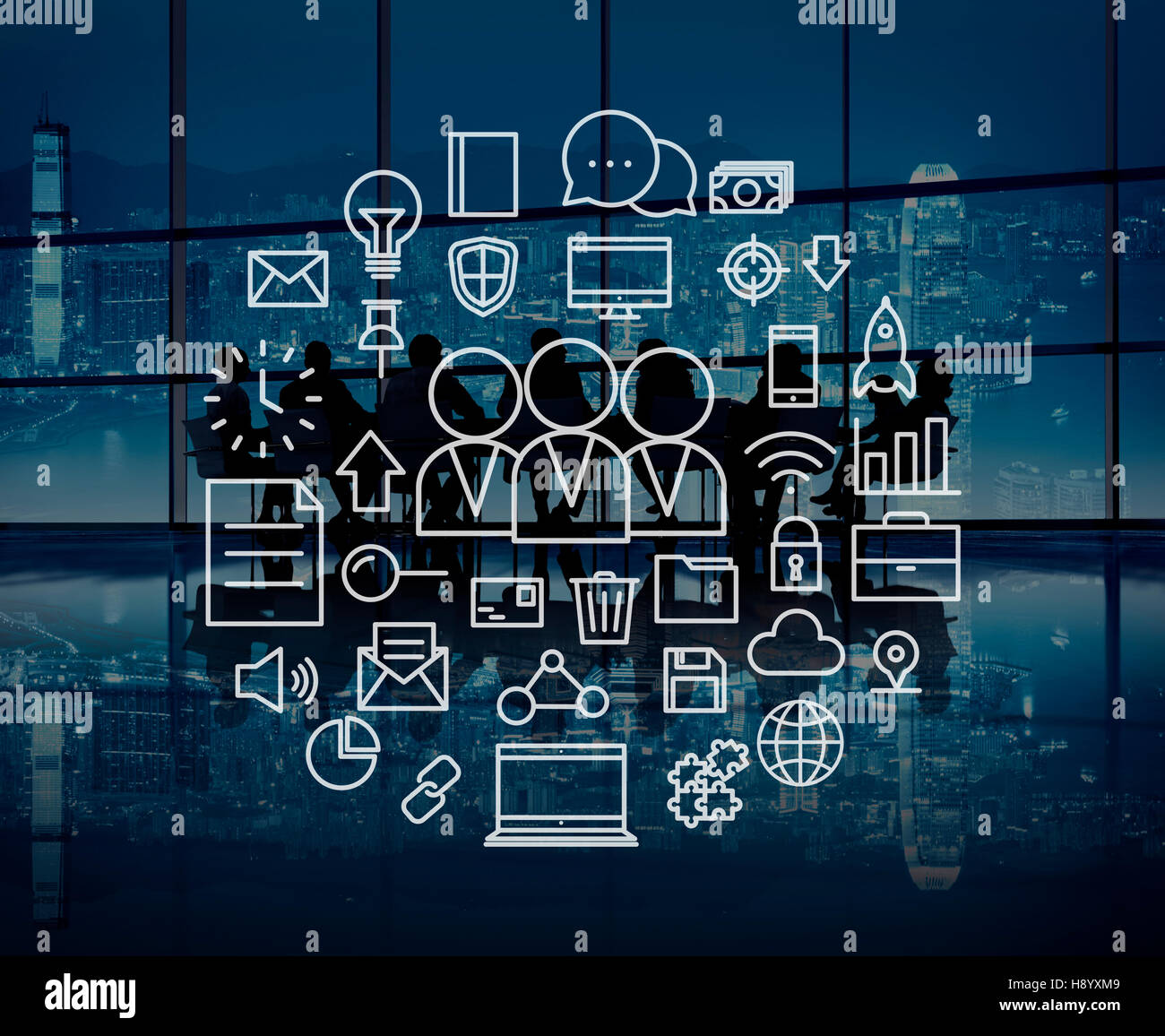 Teamarbeit Unternehmensverbindung globalen Technologie-Konzept Stockfoto