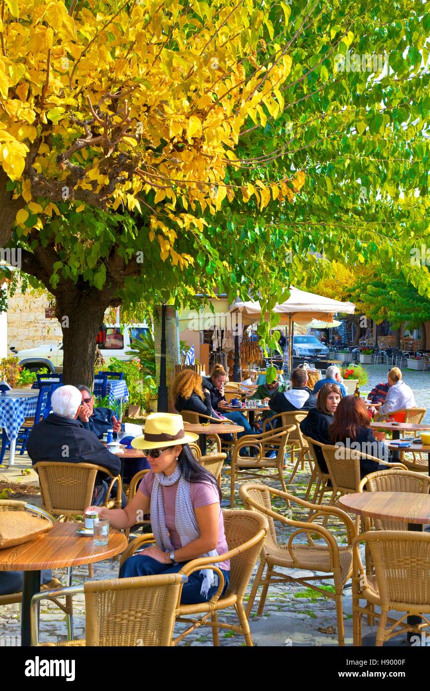 Cafe, Omodos, Troodos-Gebirge, Zypern, östlichen Mittelmeer Stockfoto