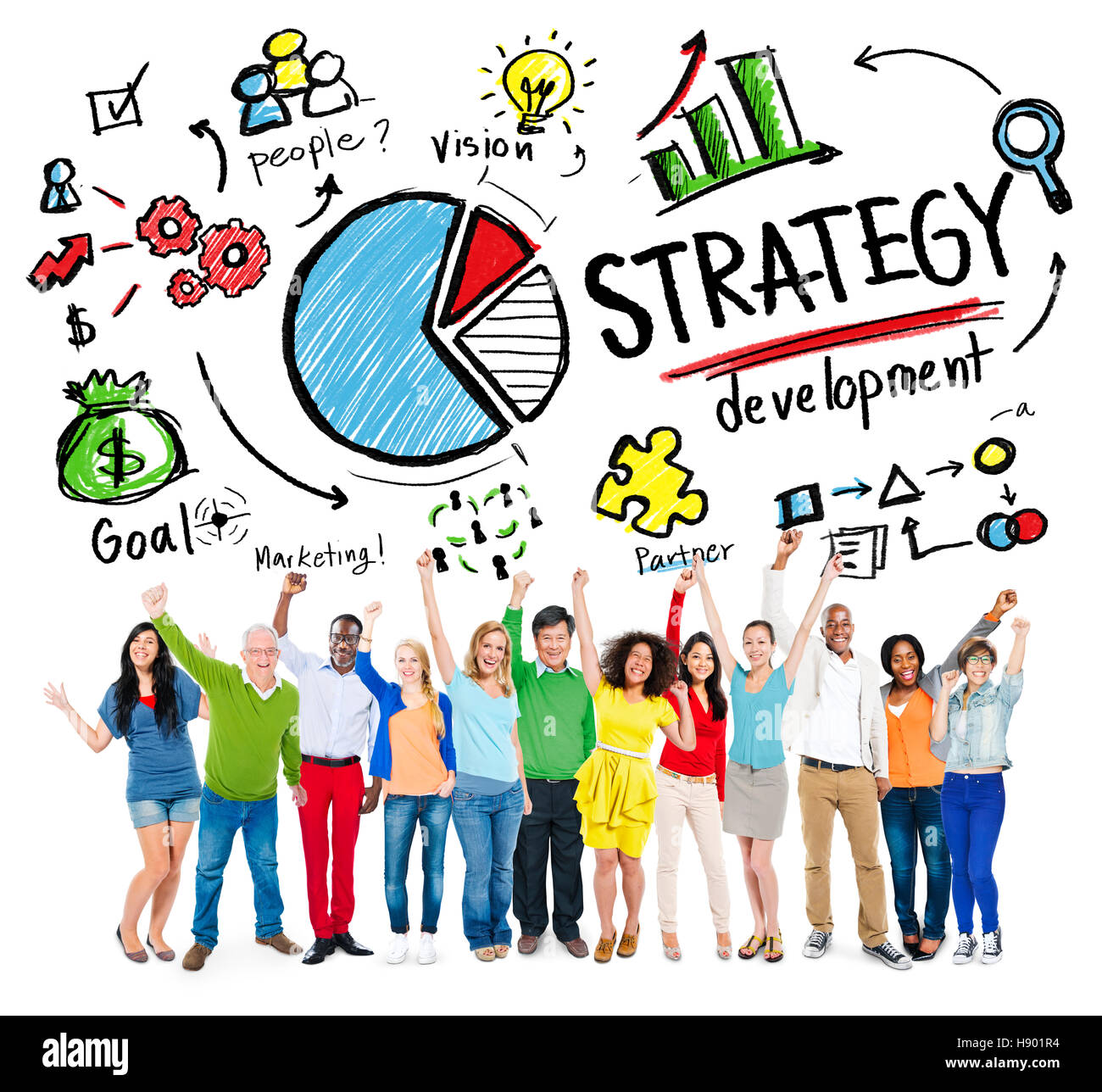 Strategie Entwicklung Ziel Marketing Vision Planung Business-Konzept Stockfoto