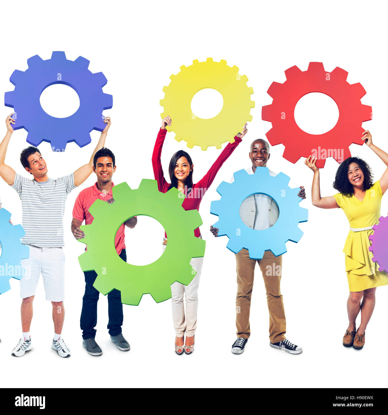 Menschen Rädchen Getriebekonzept Team Teamwork Zusammenarbeit Stockfoto