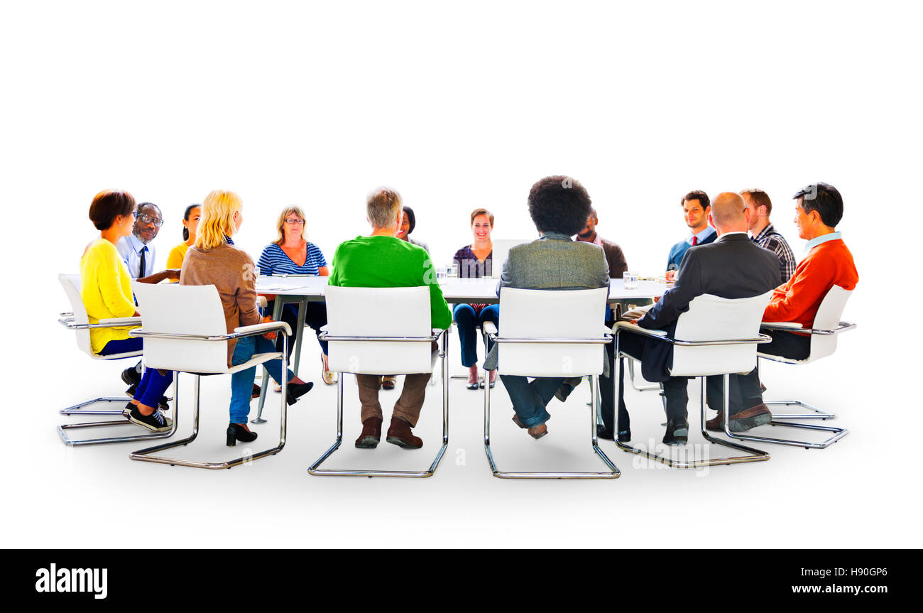 Gruppe von unterschiedlichen multiethnischen Menschen in ein Meeting-Konzept Stockfoto