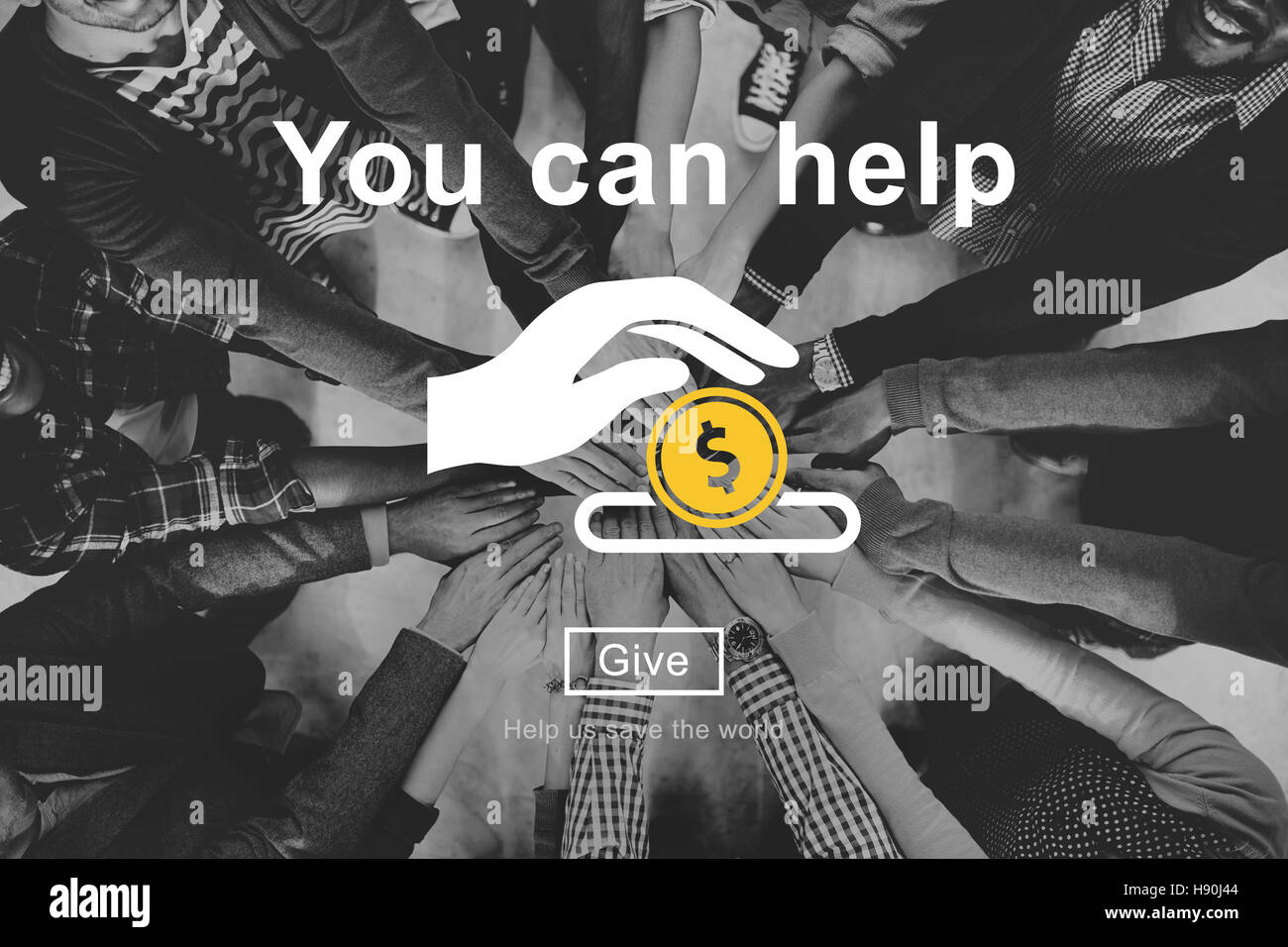 Sie können helfen, Geld zu geben Spenden Konzept Stockfoto