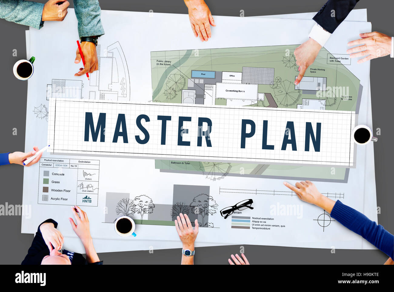 Masterplan Managementkonzept Mission Performance Stockfoto