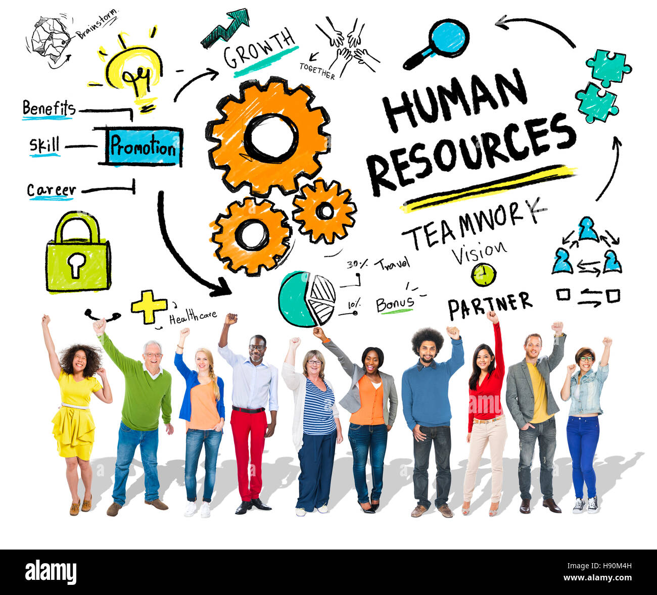 Human Resources Beschäftigung Teamwork Menschen Feier Erfolgskonzept Stockfoto