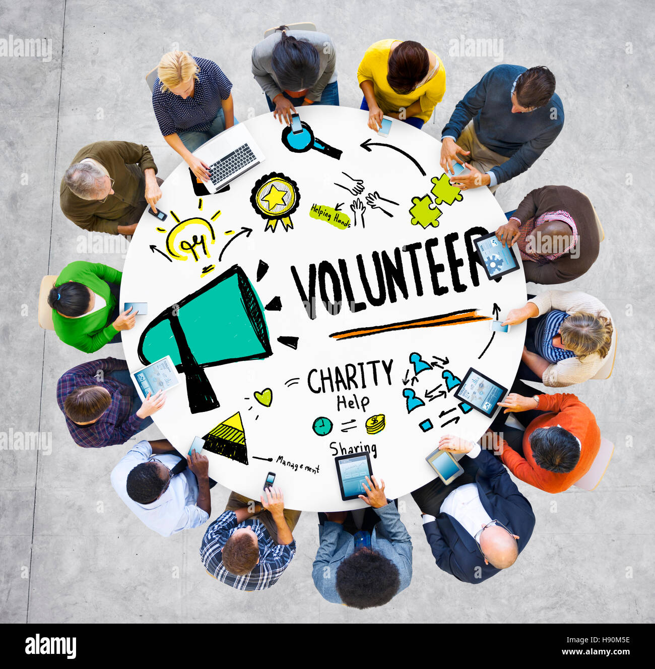Freiwillige Nächstenliebe und Entlastung Arbeit Spende helfen Konzept Stockfoto