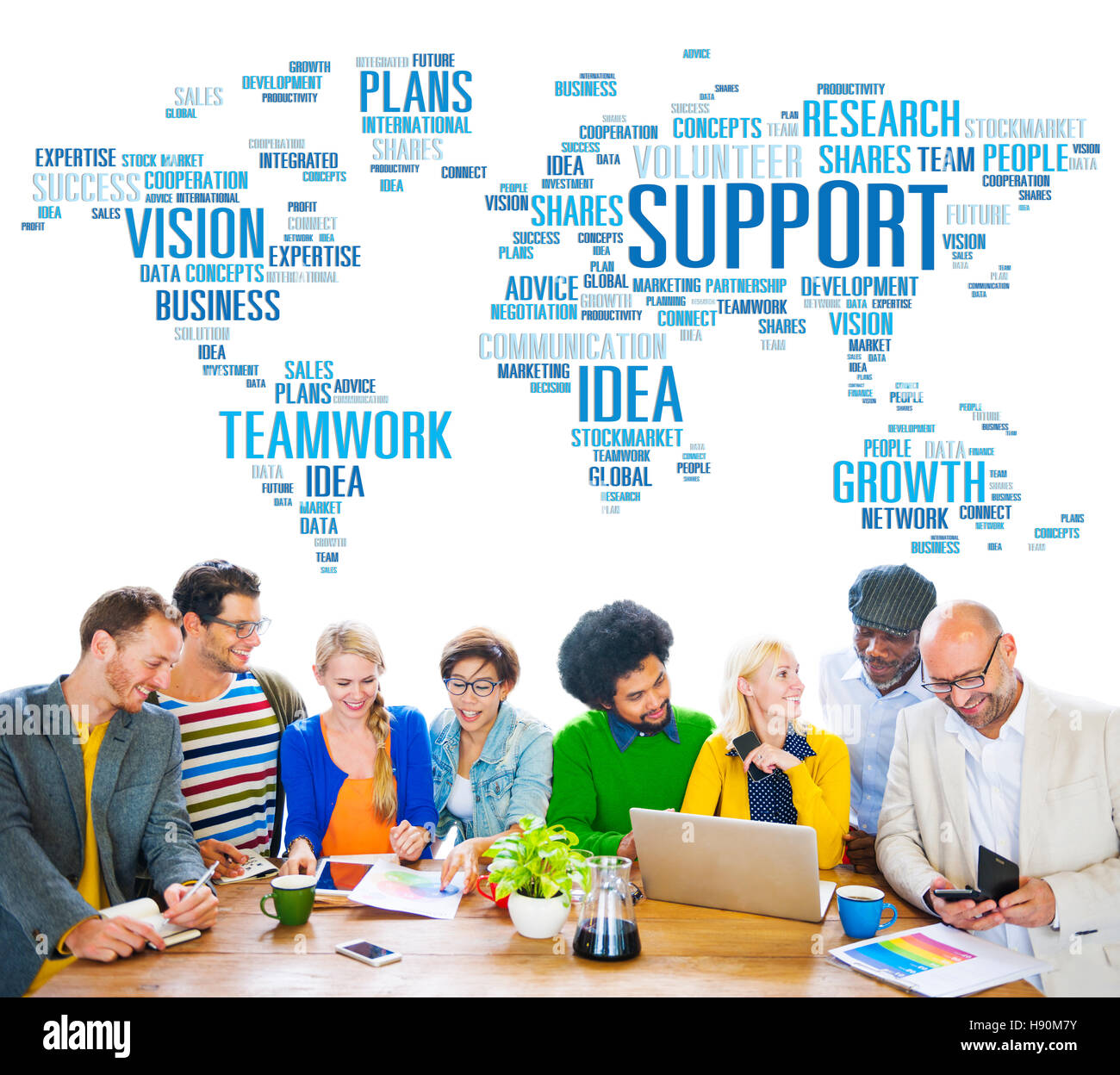 Globale Menschen Diskussion treffen Betreuungskonzept Teamwork Stockfoto