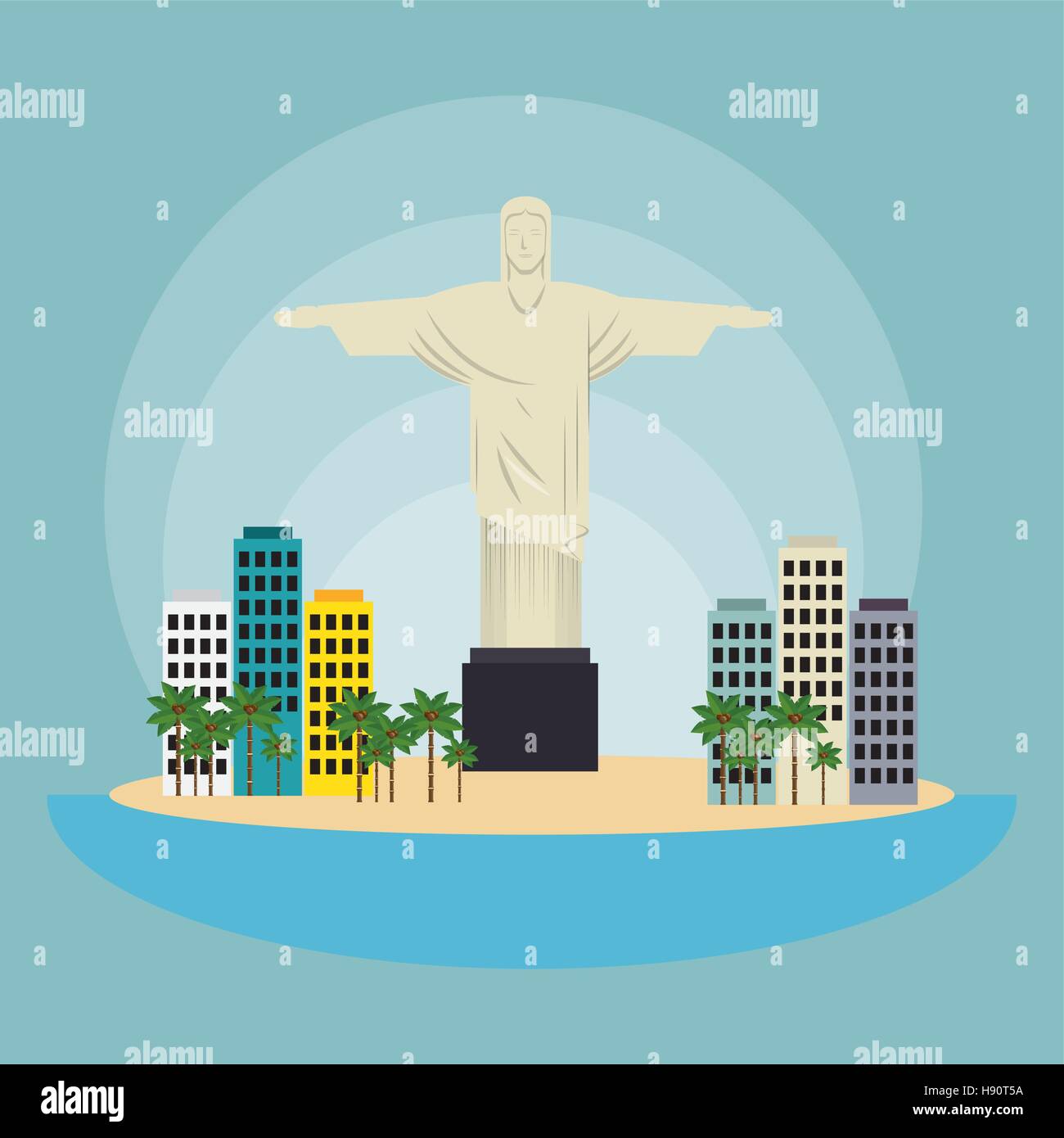 Denkmal Christus Brasilien Stadtlandschaft Vektor Illustration Eps 10 Stock Vektor