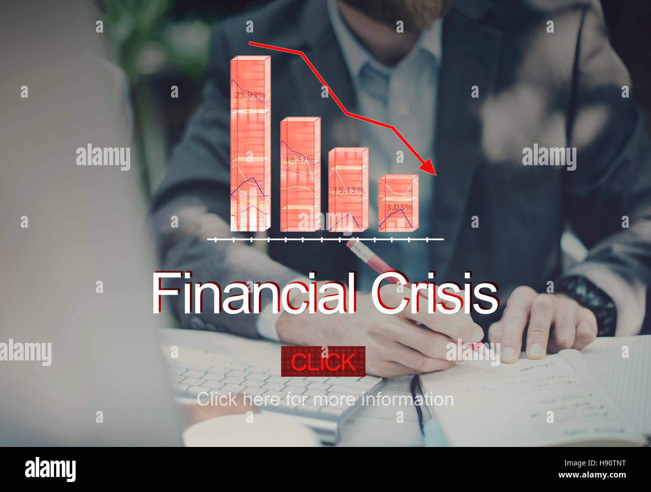Finanzkrise Depression Scheitern Abnahme Konzept Stockfoto